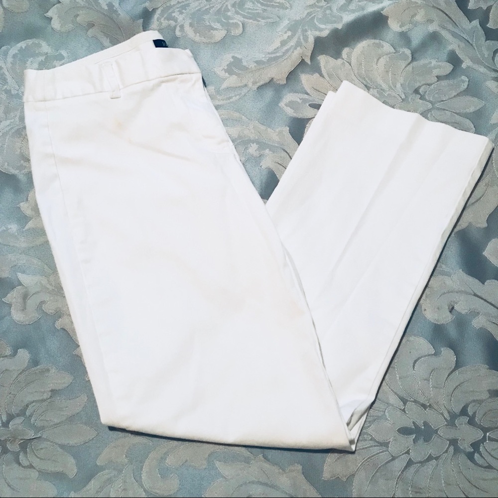 J.Crew Capri Cropped City Fit Stretch 0 White Straight Leg Classic Resort Mid